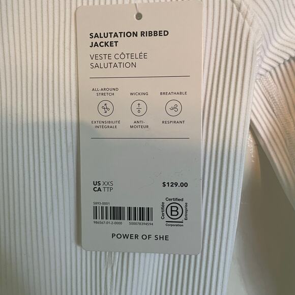 NWT Athleta Salutation Ribbed Jacket White Size XXS Athletic Jacket Full Zip - Picture 8 of 12